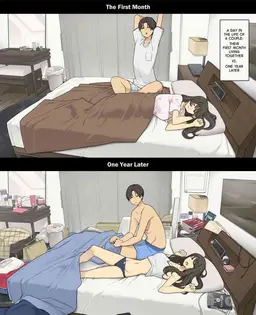 Read [Wakamatsu] Dousei Seikatsu Ikkagetsume to Ichinen Ato, Asaokite kara Shuushin made no Hikaku | A Day in the Life of a Couple: Their First Month Living Together vs. One Year Later [English] hentai doujinshi online free